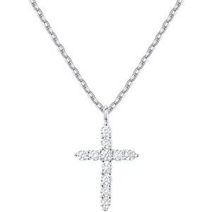 14K White Gold Plated Cross Necklace Pendant
